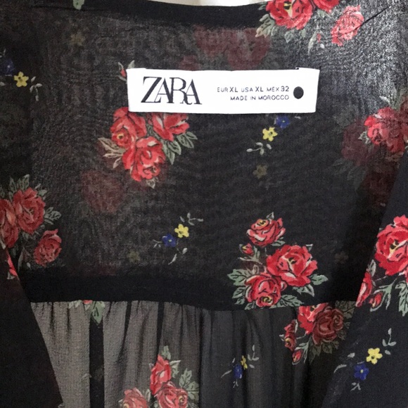 Zara Black and Red Floral Mini Dress - Picture 5 of 8